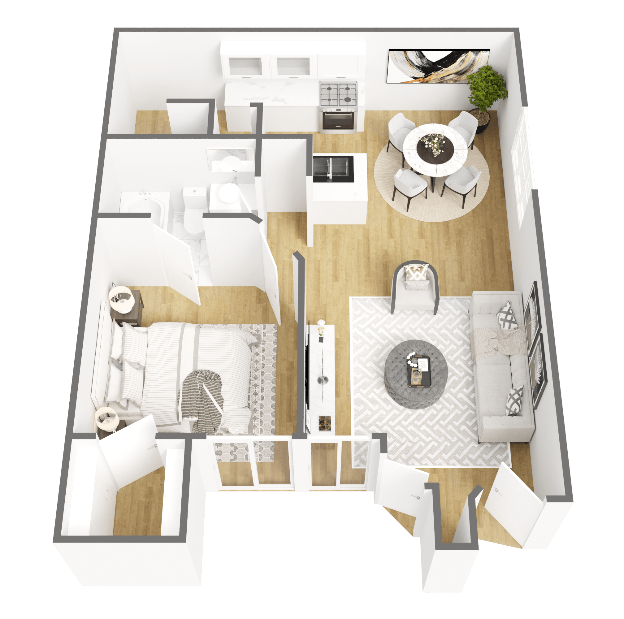 One Bedroom One Bath floor plan